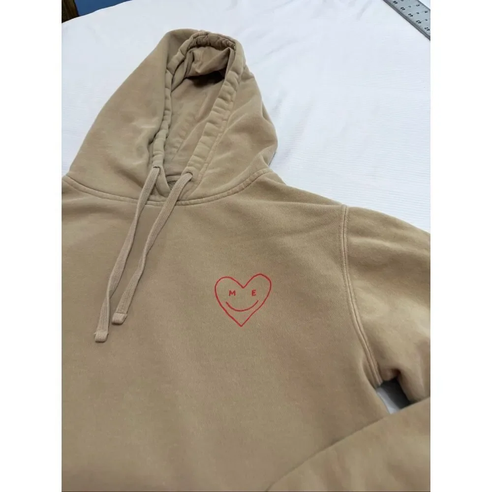 Lonely Ghost Self Love Club Graphic Hoodie Sweater Unisex Tan Size Small